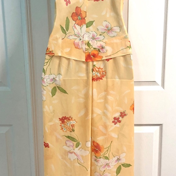 VTG 90s Orange/Red Floral Chiffon Lace Trimmed Culottes Pants/Top Lingerie Set~L - Picture 8 of 10